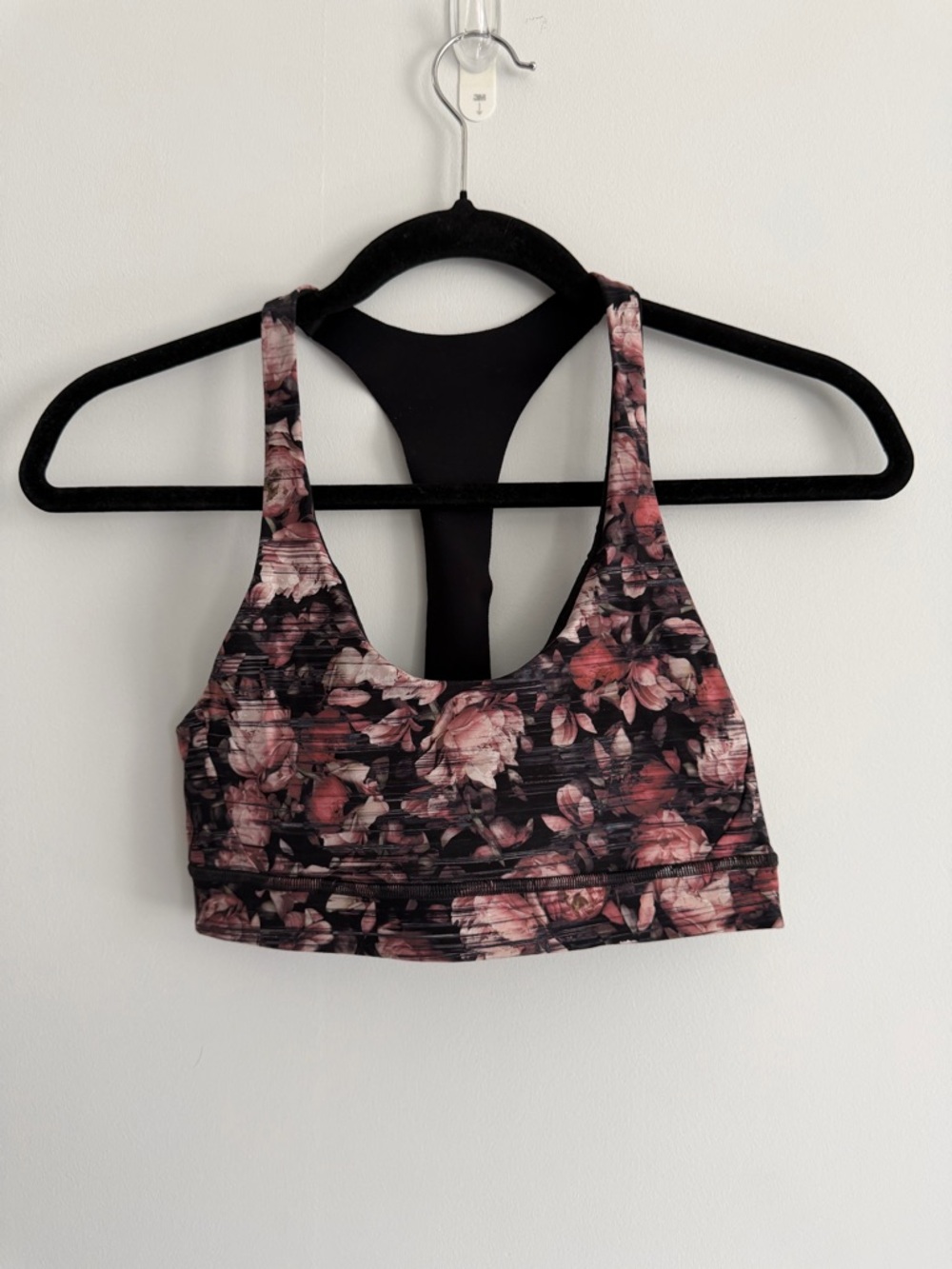 lululemon athletica Floral Racerback Sports Bra - Pink & Black (size 4)